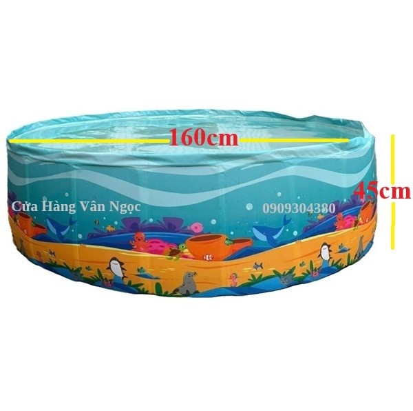 Hồ Bơi Trẻ Em Gấp Gọn 160cm Không Bơm Hơi